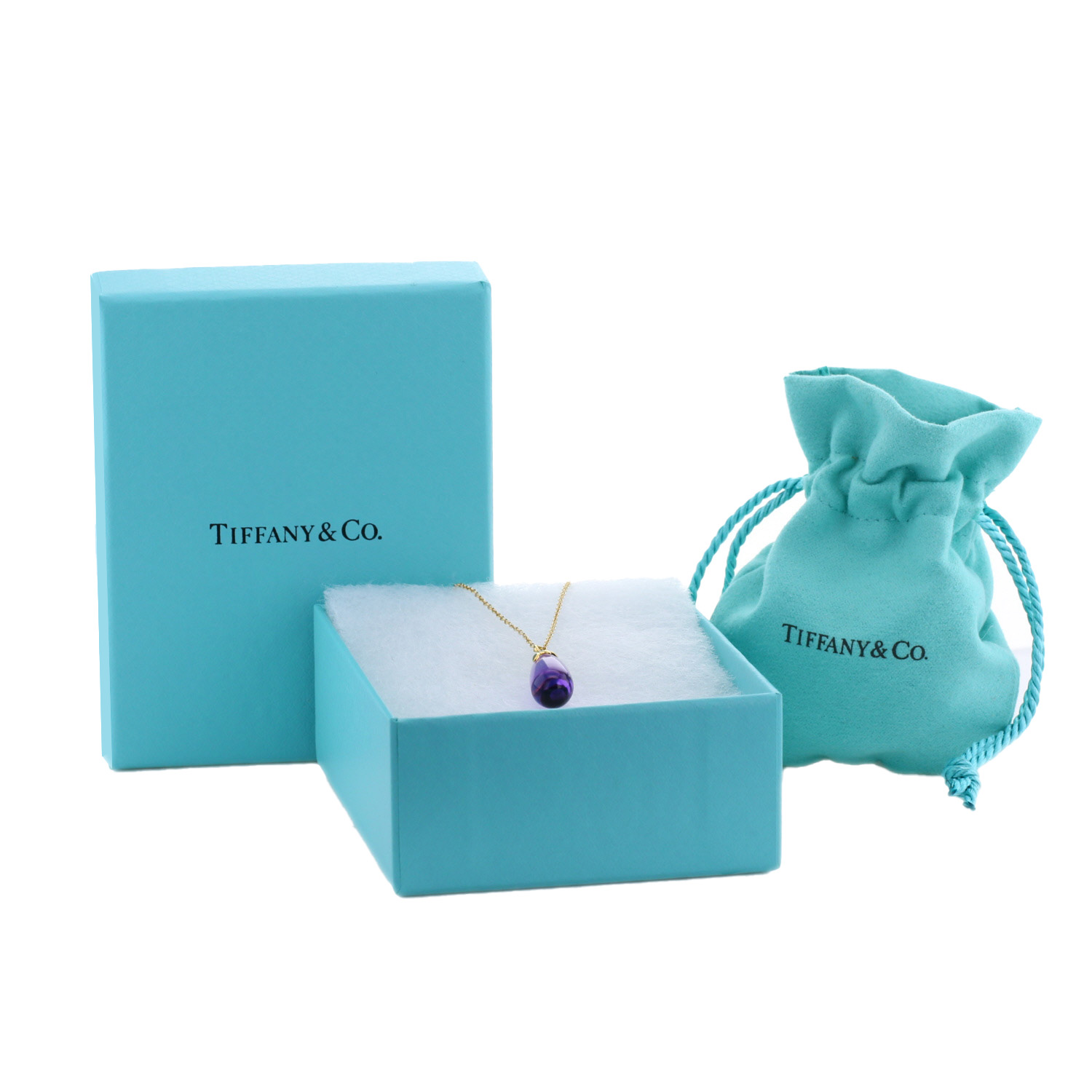 Tiffany 
Co Olive Leaf necklace in yellow gold and amethyst - Detail D2