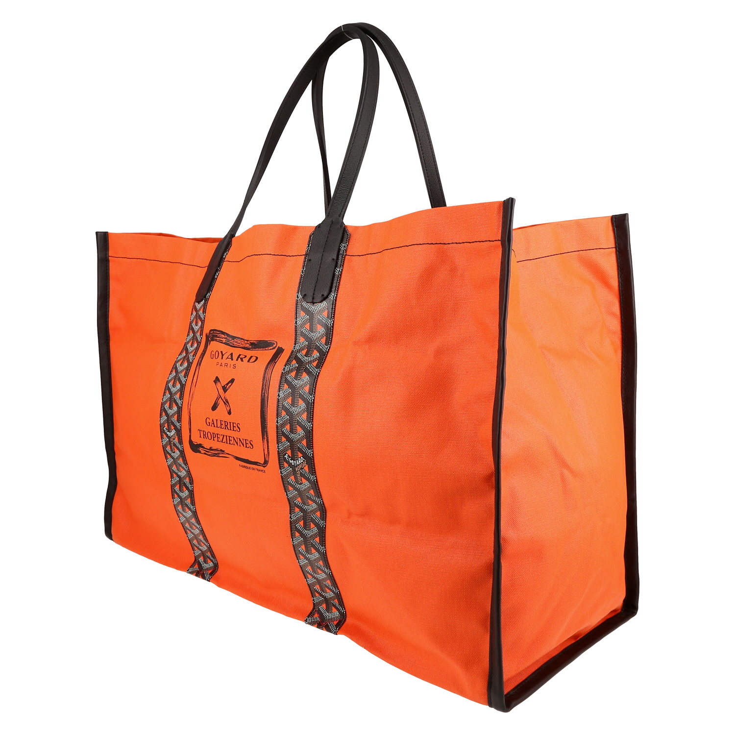 Goyard Roseline shopping bag reversible  in orange canvas and Goyard canvas - Detail D2
