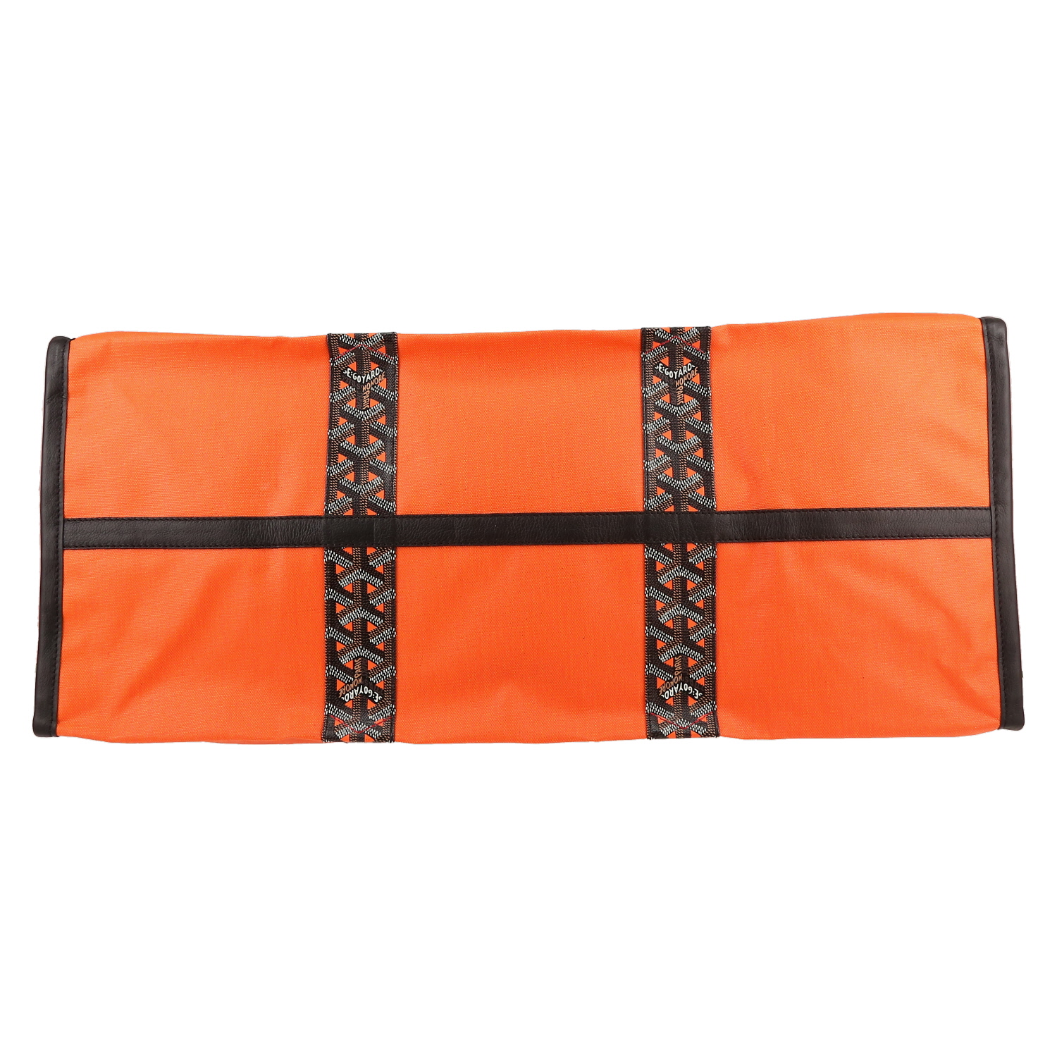 Sac cabas Goyard  Roseline réversible en toile orange et toile Goyardine - Detail D4