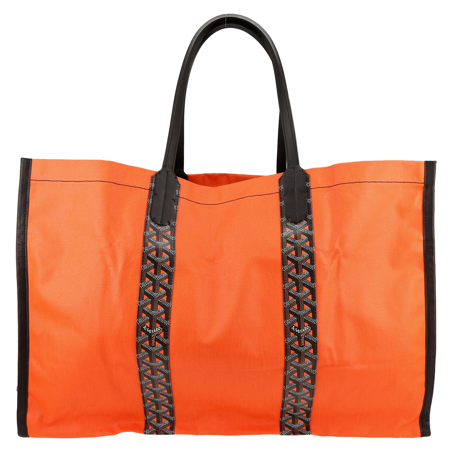 Sac cabas Goyard  Roseline réversible en toile orange et toile Goyardine - Detail D5