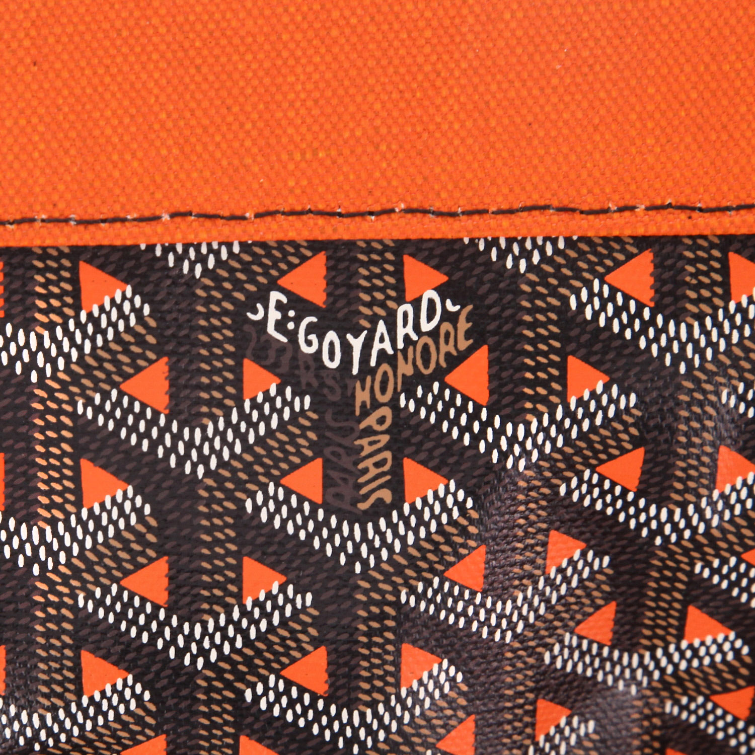 Sac cabas Goyard  Roseline réversible en toile orange et toile Goyardine - Detail D6