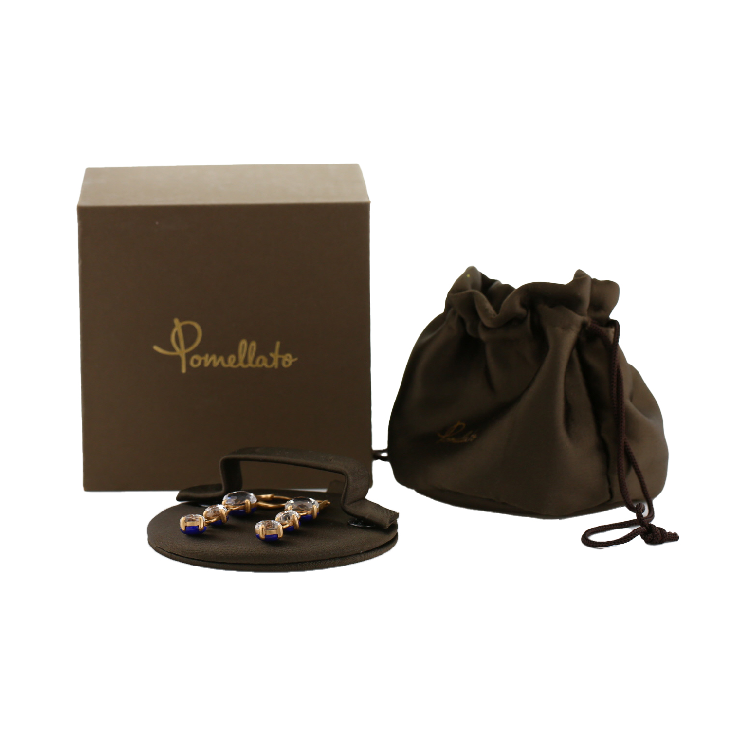 Pendientes Pomellato Capri de oro rosa, lapislázuli y cristal de roca - Detail D2