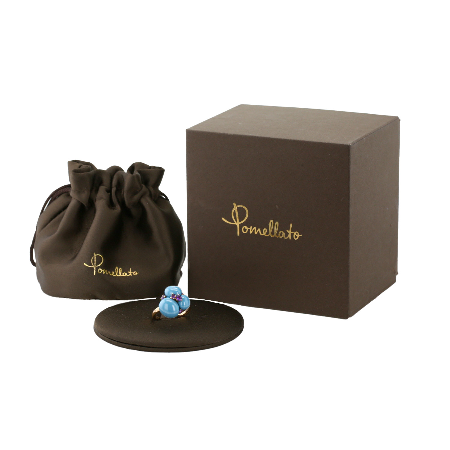 Sortija Pomellato Capri modelo grande de oro rosa, cerámica y amatistas - Detail D2