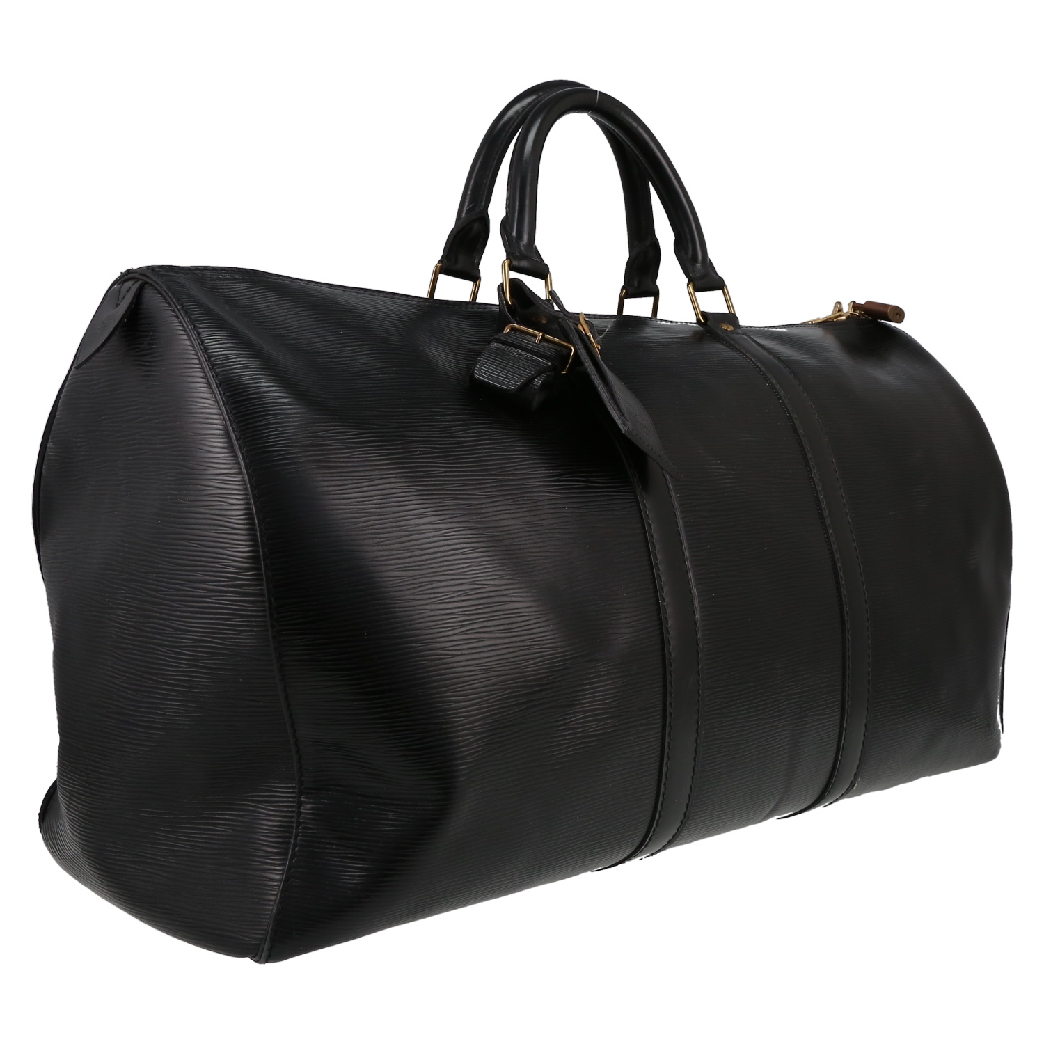 Sac de voyage Louis Vuitton  Keepall 55 en cuir épi noir - Detail D3
