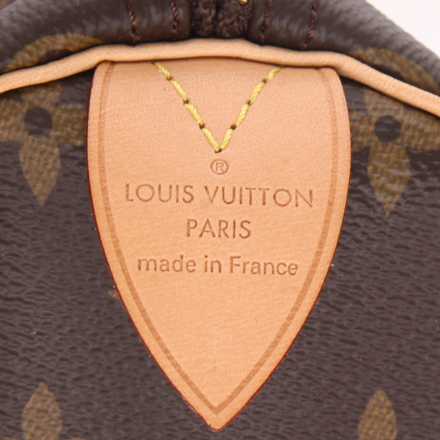 Bolso de mano Louis Vuitton  Speedy 30 en lona Monogram marrón y cuero natural - Detail D2
