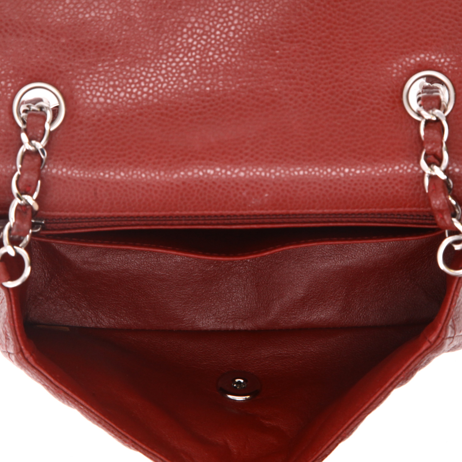 Borsa a tracolla Chanel  Mini Timeless in pelle martellata e trapuntata rossa - Detail D3