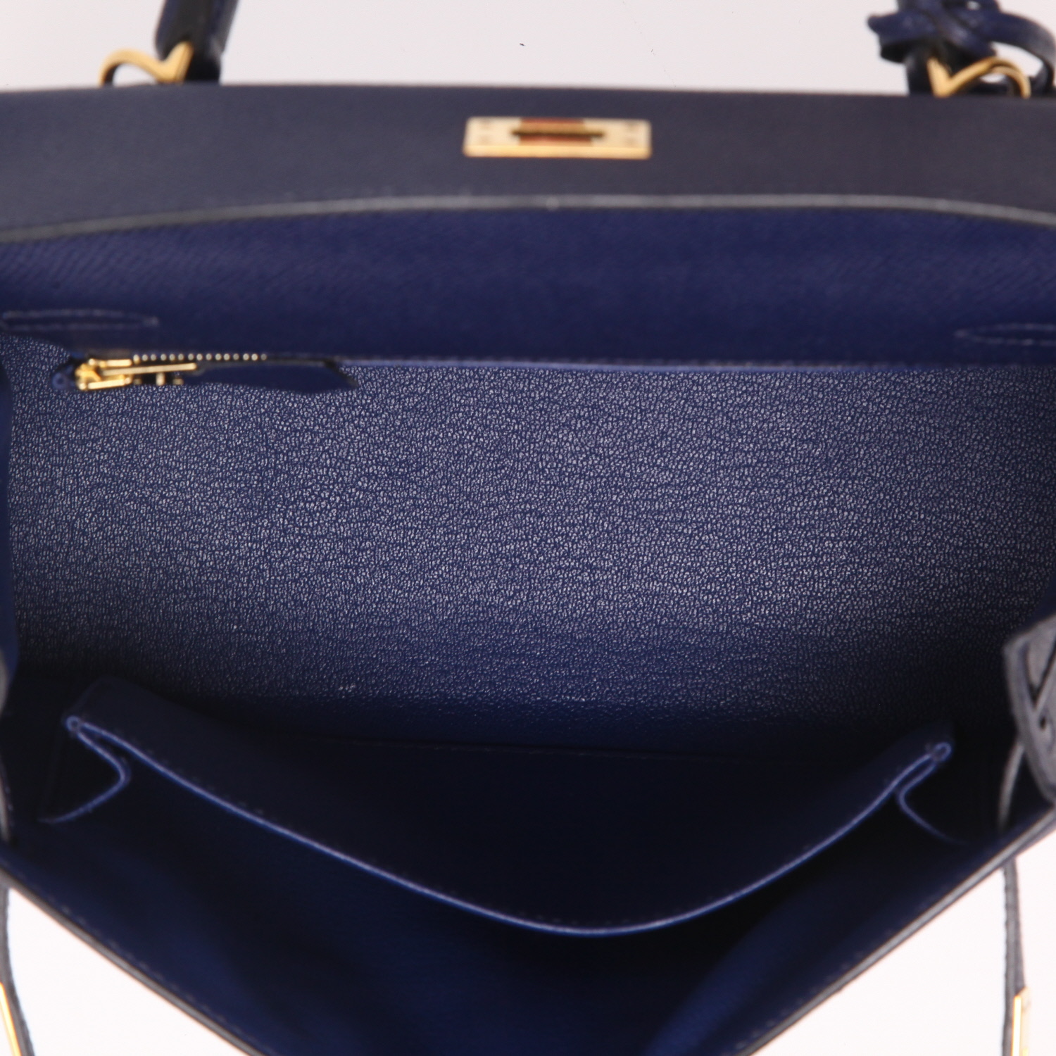 Borsa Hermès  Kelly 25 cm in pelle Epsom blu Zaffiro - Detail D3