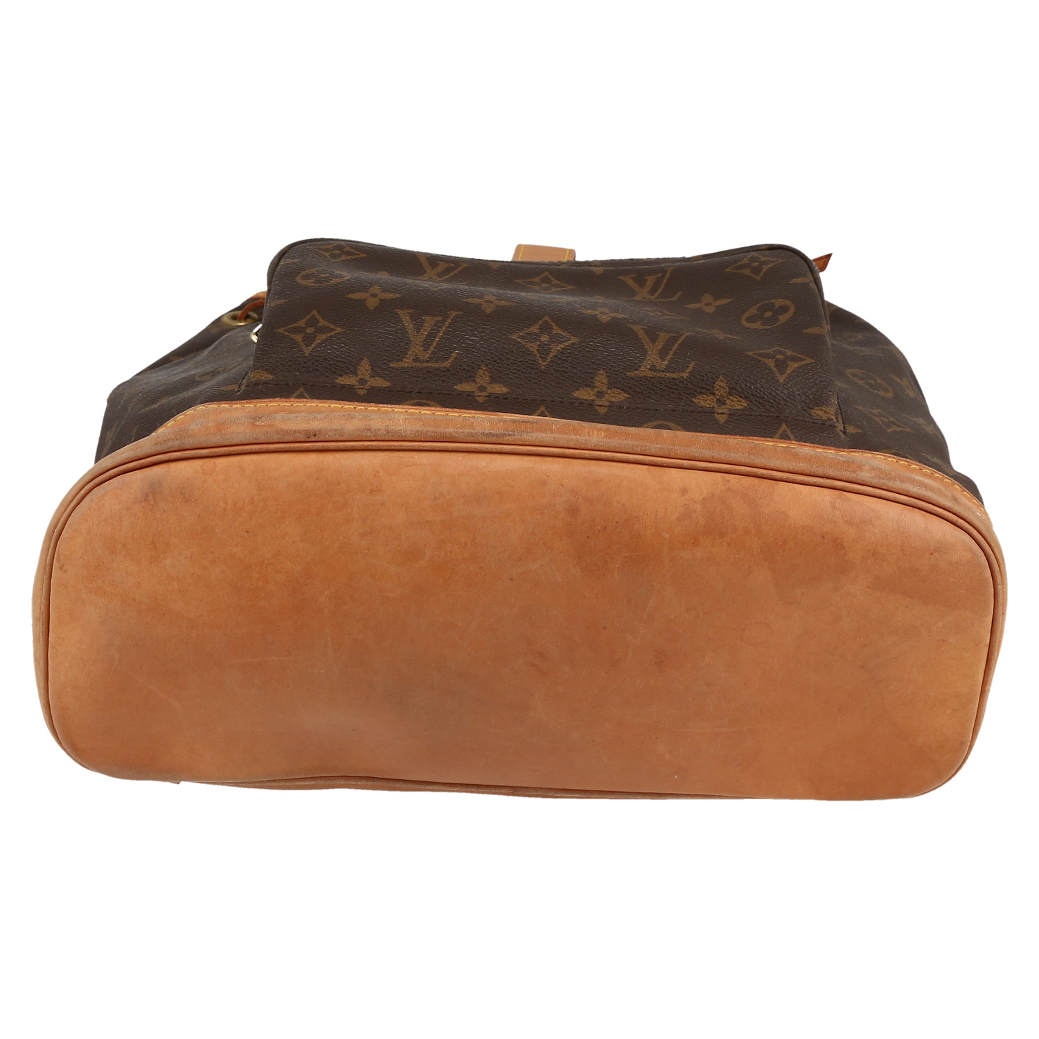 Louis Vuitton  Montsouris backpack  in brown monogram canvas  and natural leather - Detail D1