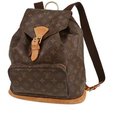 Sac à dos Louis Vuitton  Montsouris en toile monogram marron et cuir naturel