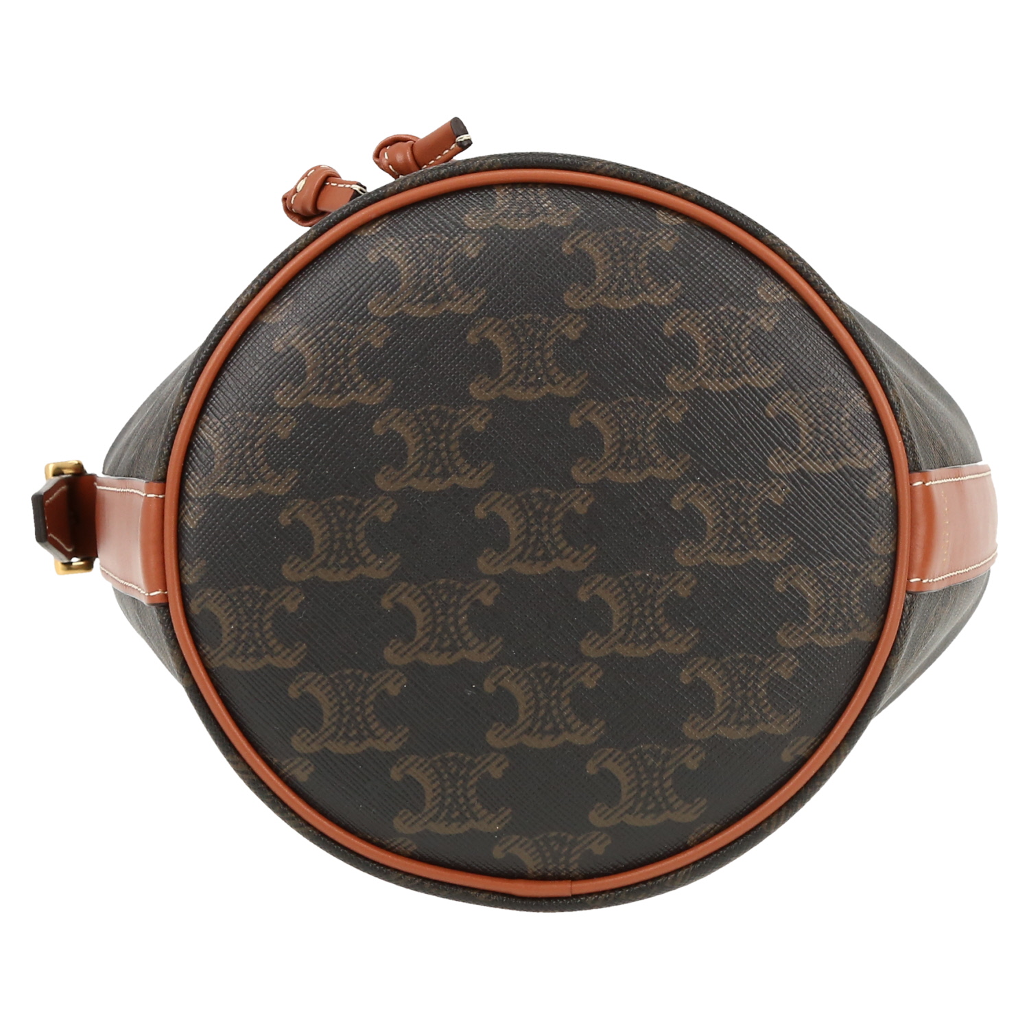 Celine  Seau shoulder bag  "Triomphe" canvas  and brown leather - Detail D1