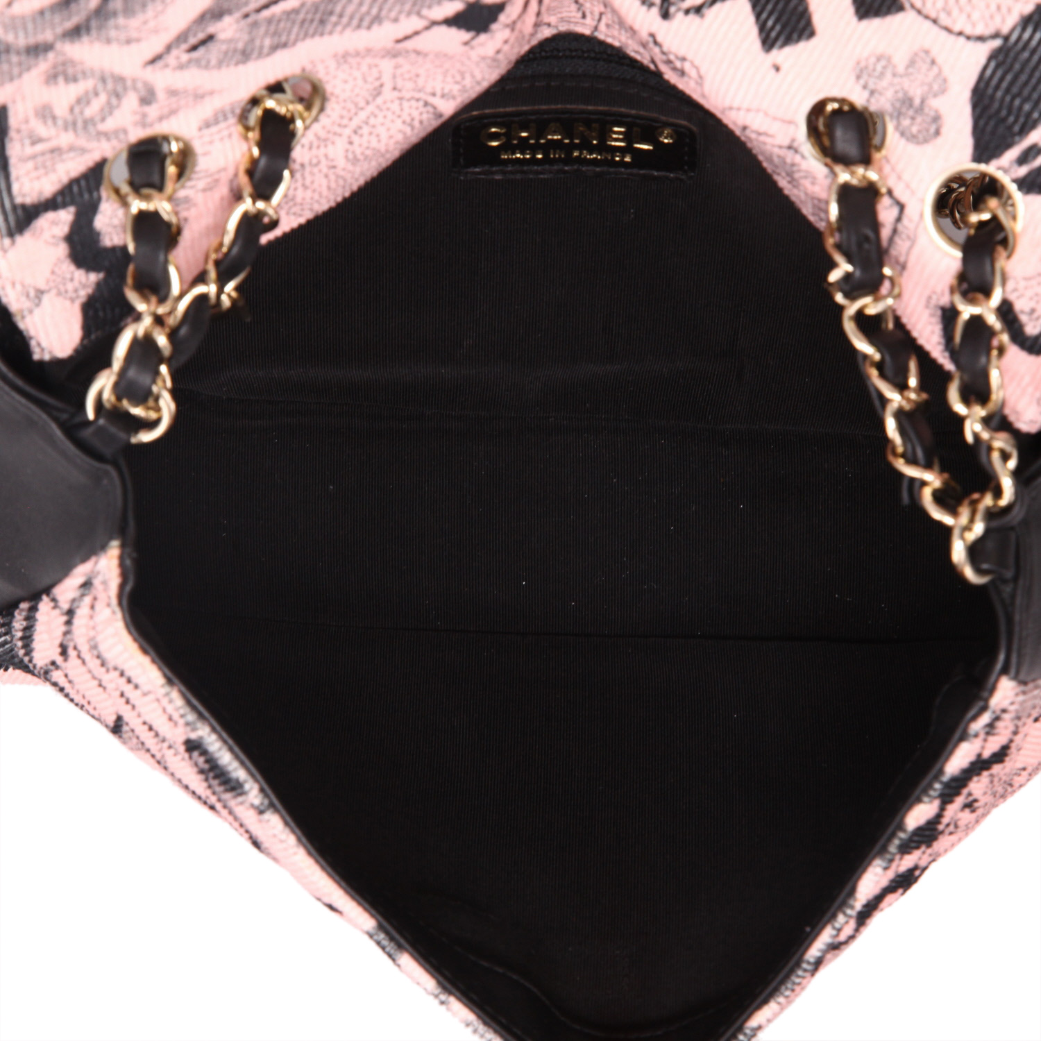 Bolso de mano Chanel  Editions Limitées en terciopelo rosa y cuero negro - Detail D3