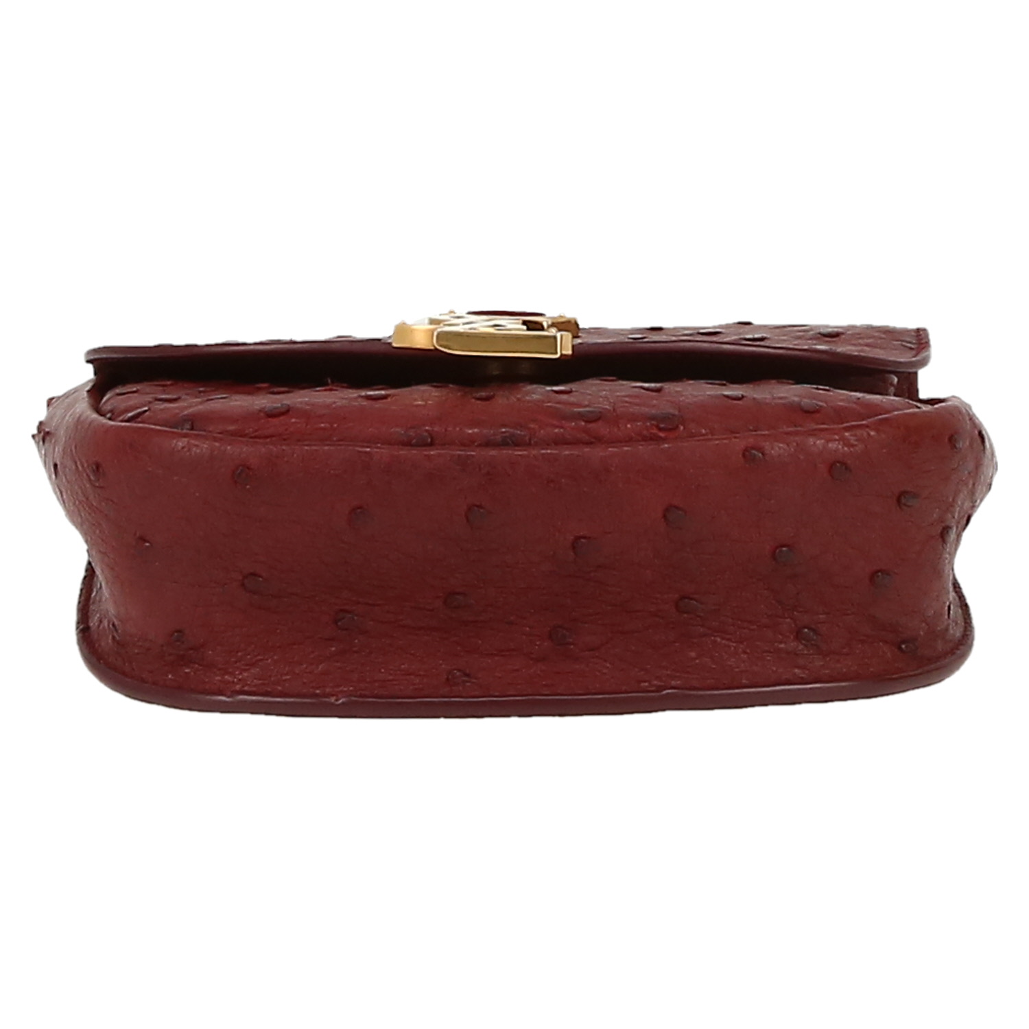 Sac bandoulière Saint Laurent  Kaia petit modèle  en autruche bordeaux - Detail D1