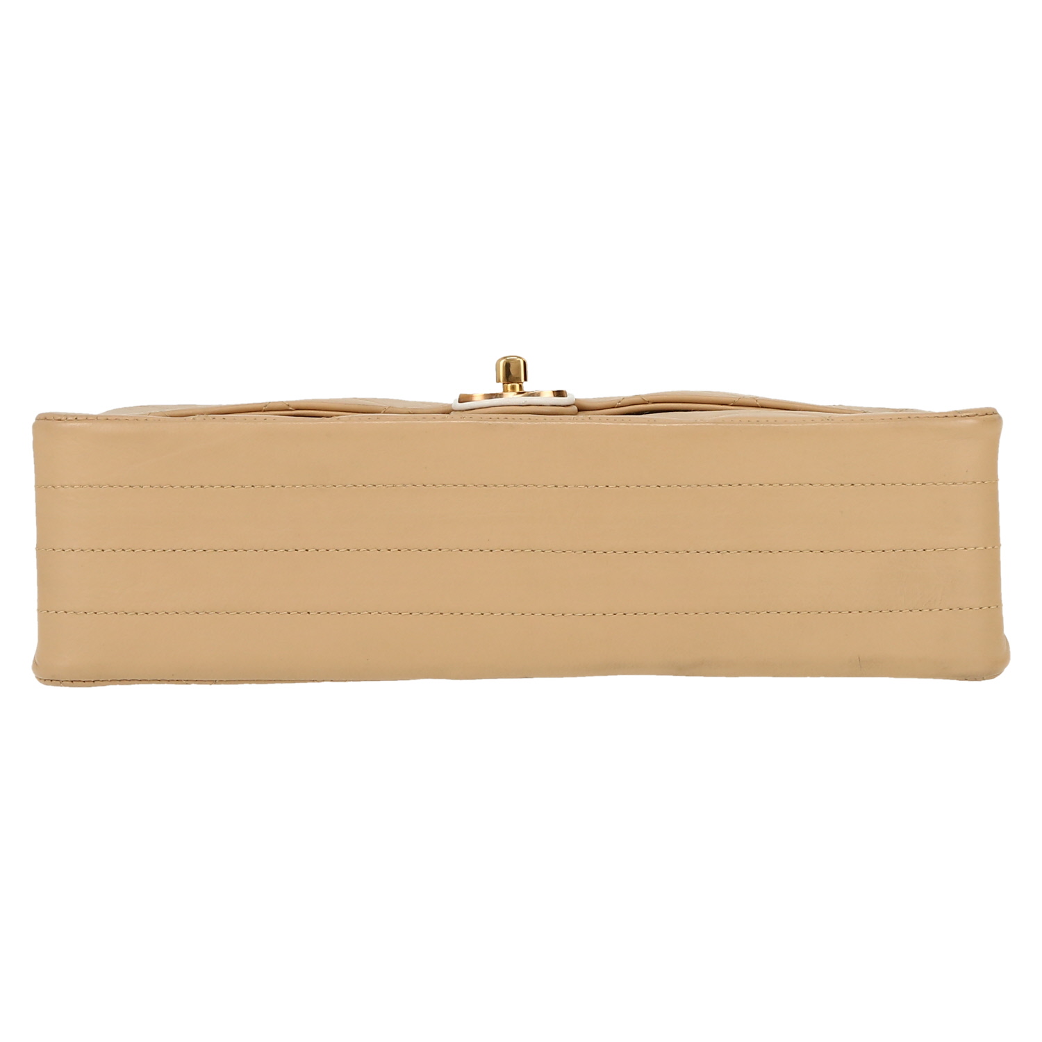 Chanel   handbag  in beige and white quilted leather - Detail D1