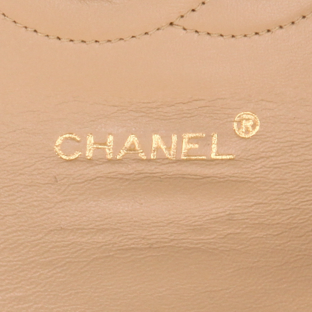 Borsa Chanel   in pelle trapuntata beige e bianca - Detail D2
