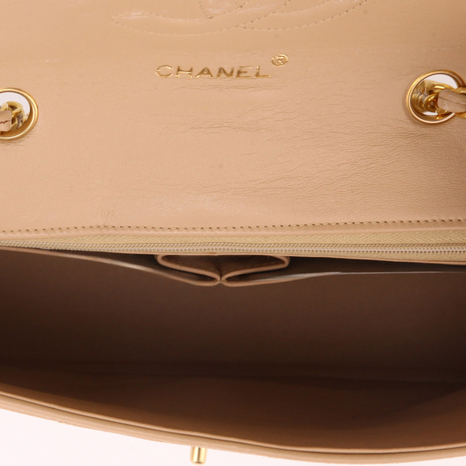 Borsa Chanel   in pelle trapuntata beige e bianca - Detail D3