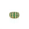 Vintage  boule ring in yellow gold, emerald and diamonds - 360 thumbnail
