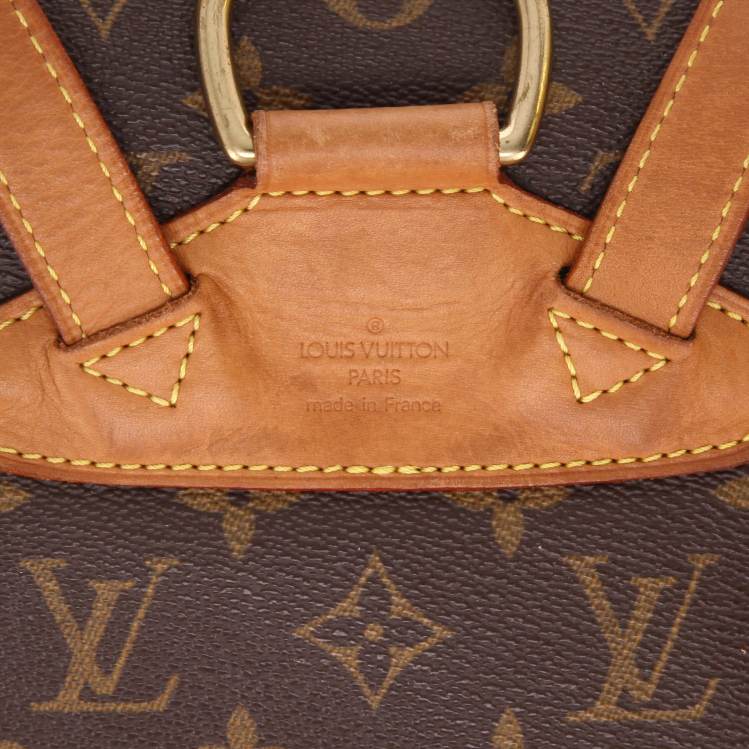 Zaino Louis Vuitton  Montsouris in tela monogram marrone e pelle naturale - Detail D2