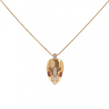 thumb bulgari serpenti necklace in pink gold tourmaline and diamonds