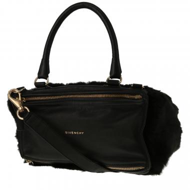 Bolso bandolera Givenchy  Pandora en piel de conejo negra y cuero negro