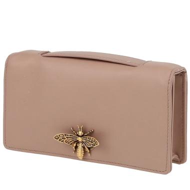 Bolsito de mano Dior  Abeille en cuero color rosa claro