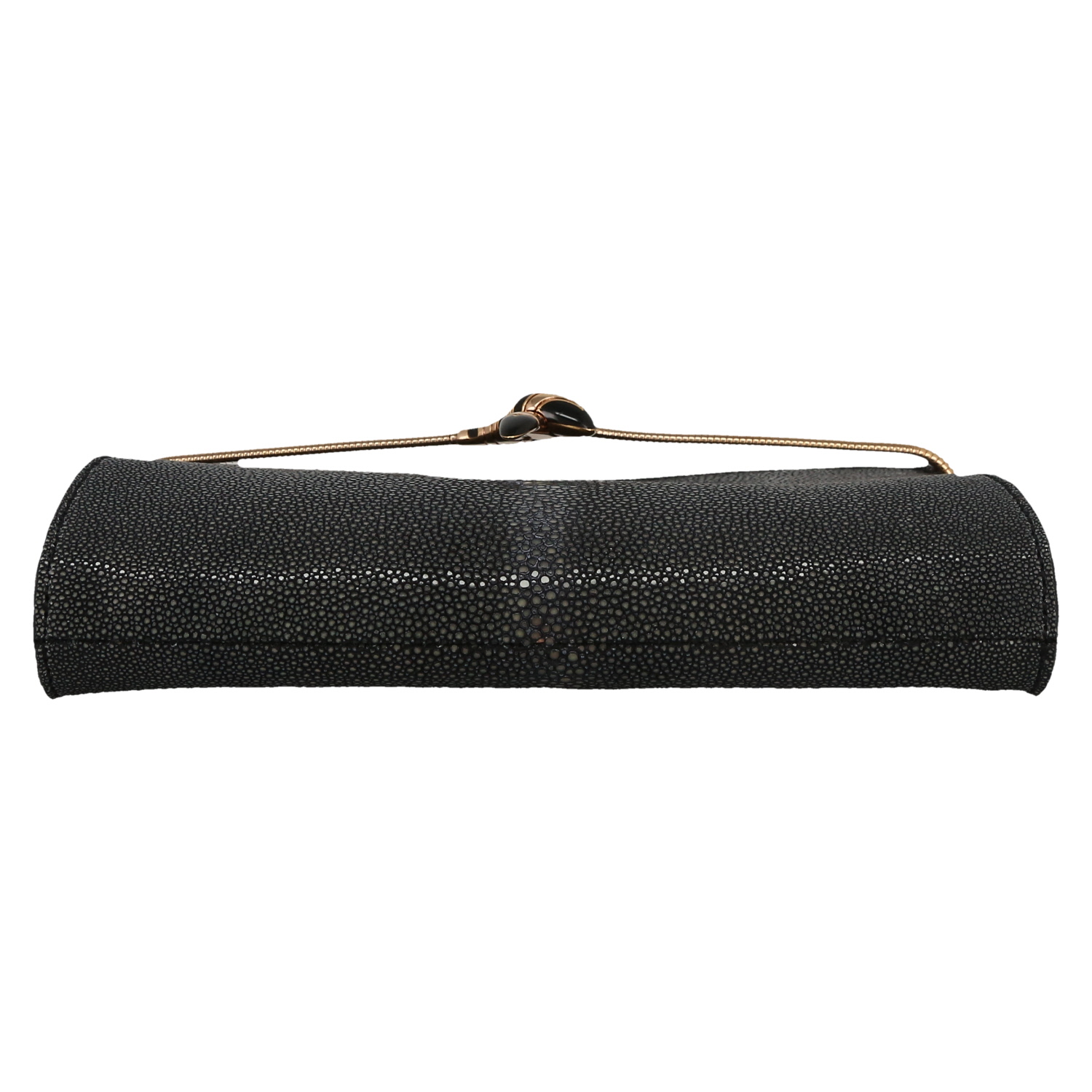 Bulgari   shoulder bag  in black shagreen  and black leather - Detail D1