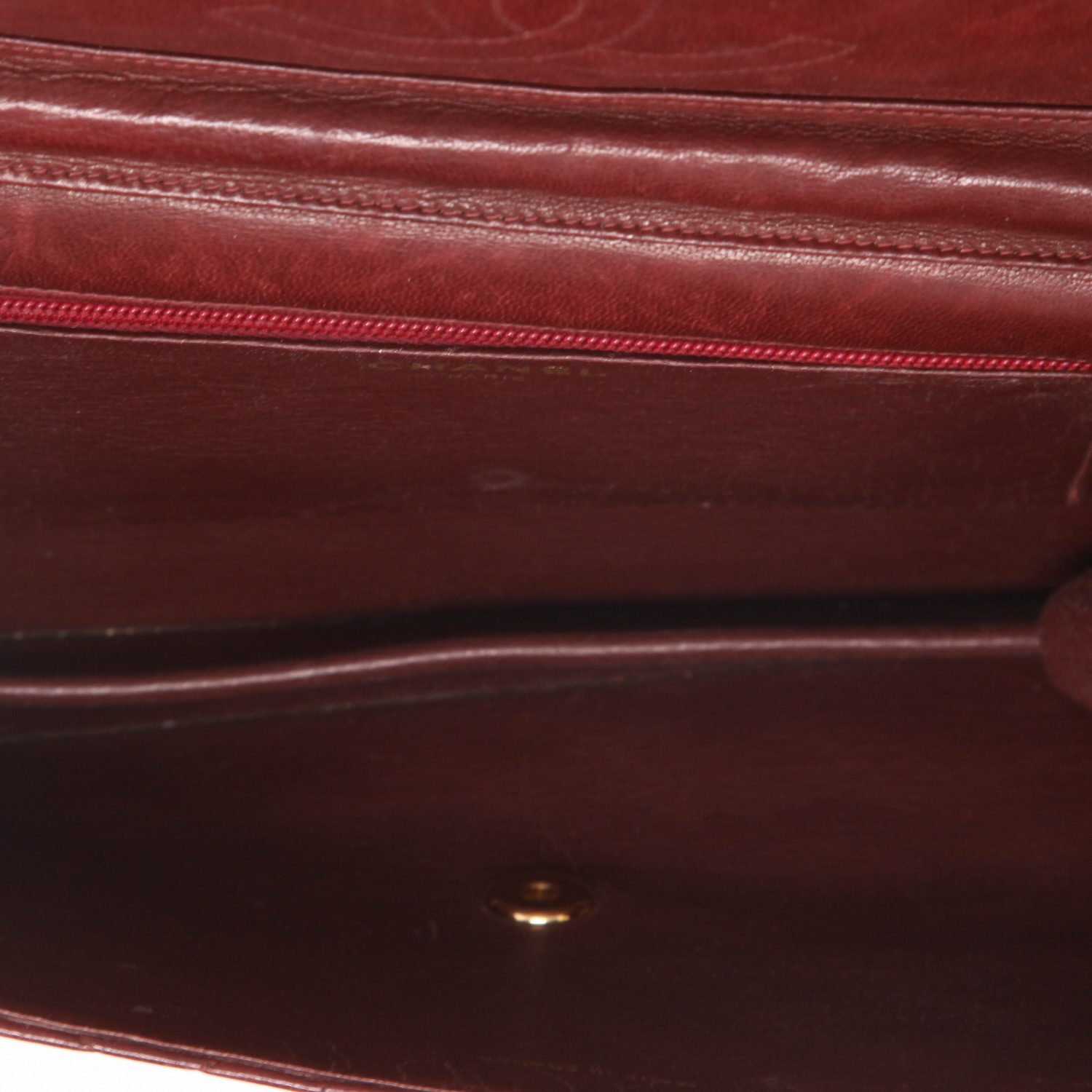 Sac à main Chanel  Vintage en cuir bordeaux - Detail D3