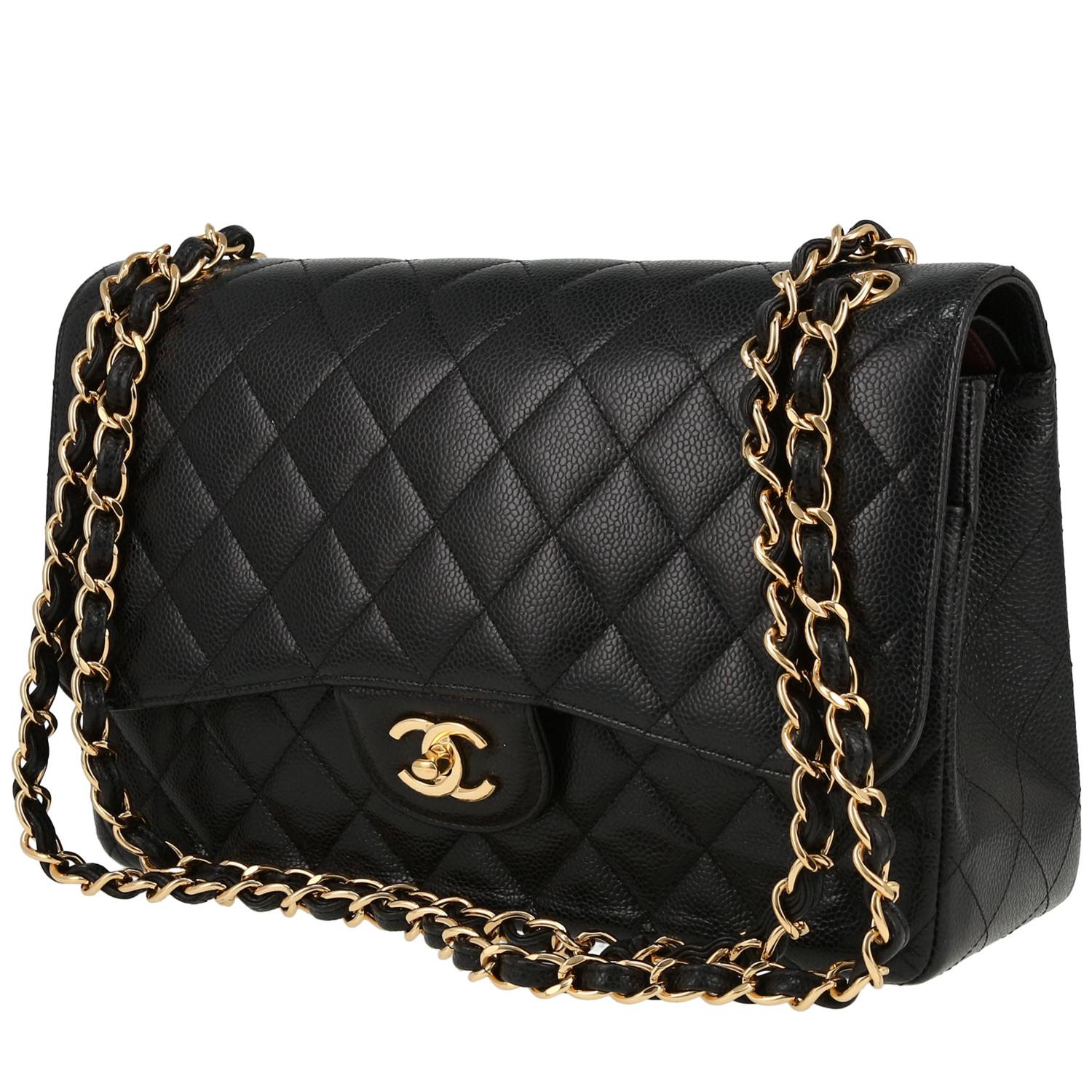 Sac à main Chanel  Timeless Jumbo en cuir grainé matelassé noir