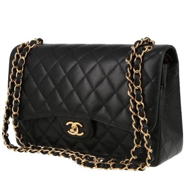 Bolso de mano Chanel  Timeless Jumbo en cuero granulado acolchado negro