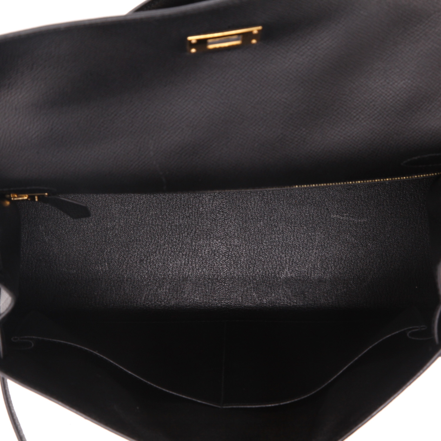 Bolso de mano Hermès  Kelly 32 cm en cuero epsom negro - Detail D3