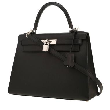 Bolso de mano Hermès  Kelly 28 cm en cuero epsom negro