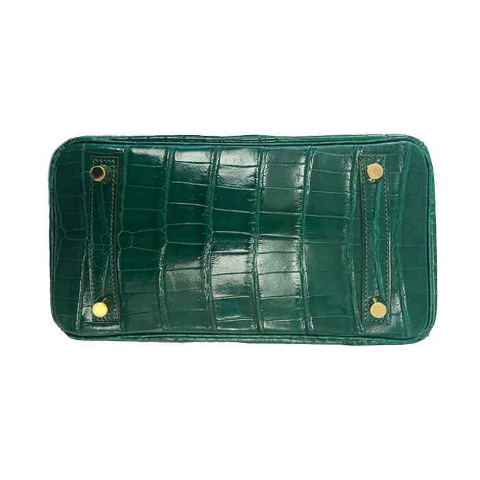 Hermès  Birkin 25 cm handbag  in Vert Emeraude niloticus crocodile - Detail D1