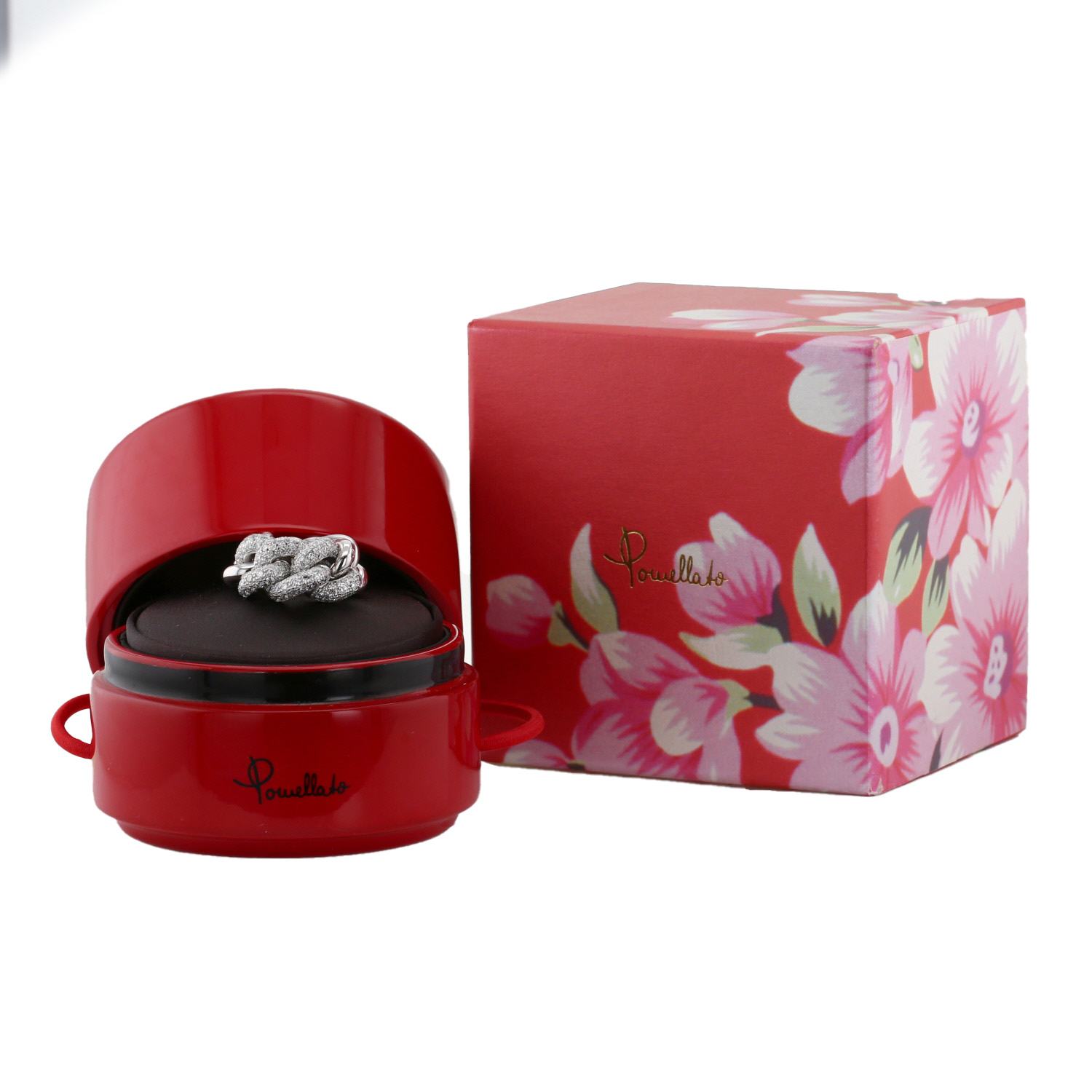 Bague souple Pomellato Catene en or blanc et diamants - Detail D2