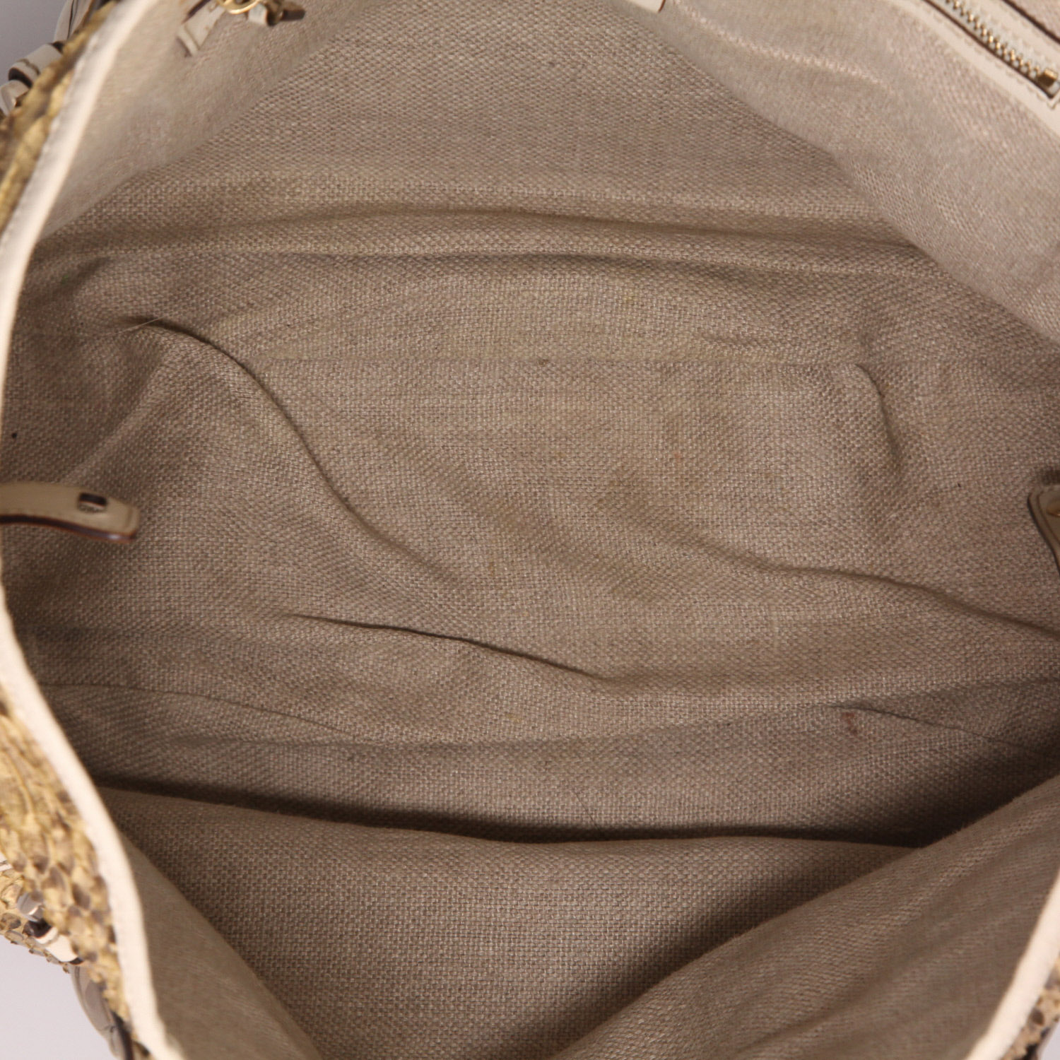 Bolso Cabás Gucci  Gucci Vintage en piel de pitón beige y cuero blanco - Detail D3