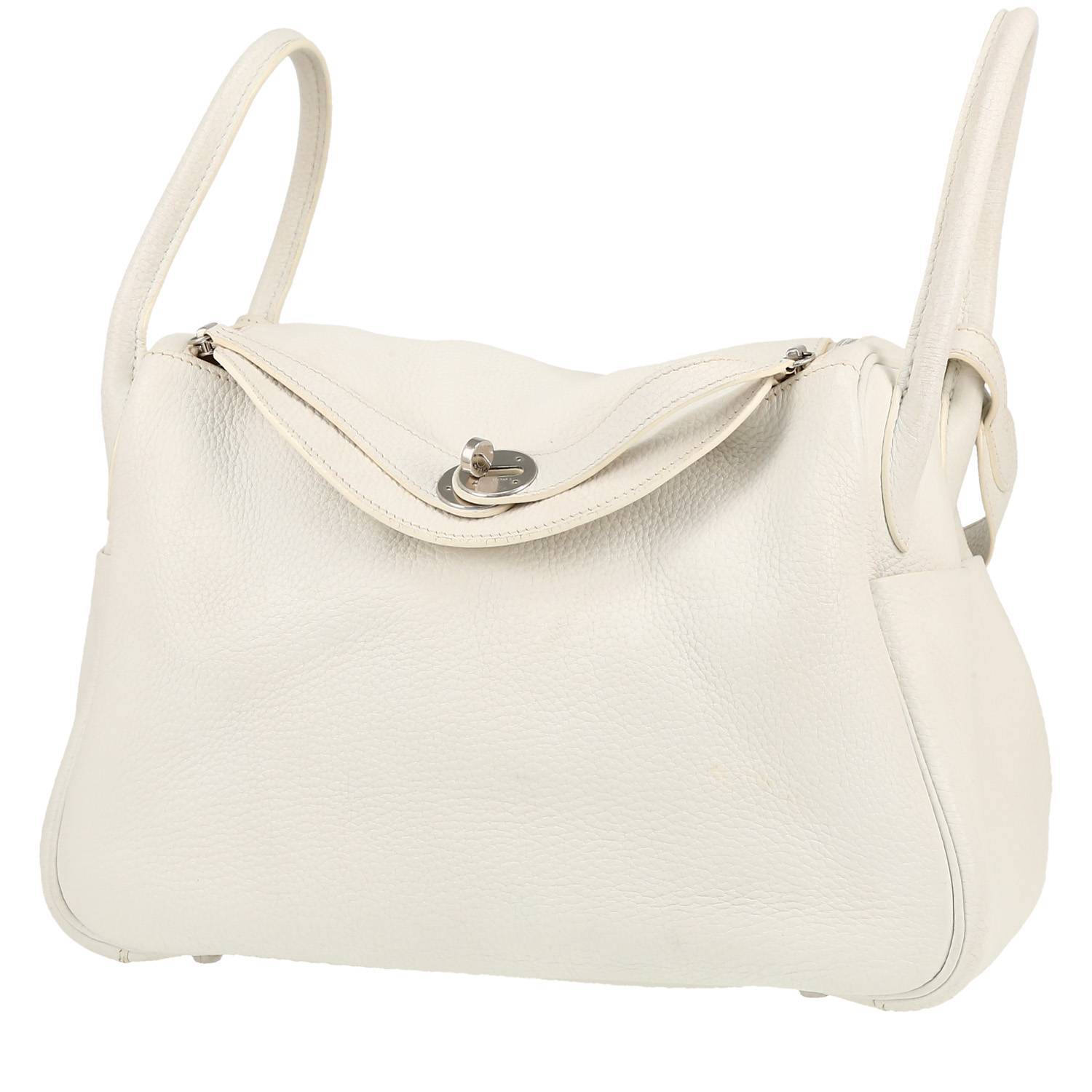 Hermès Lindy 30 cm handbag in white togo leather