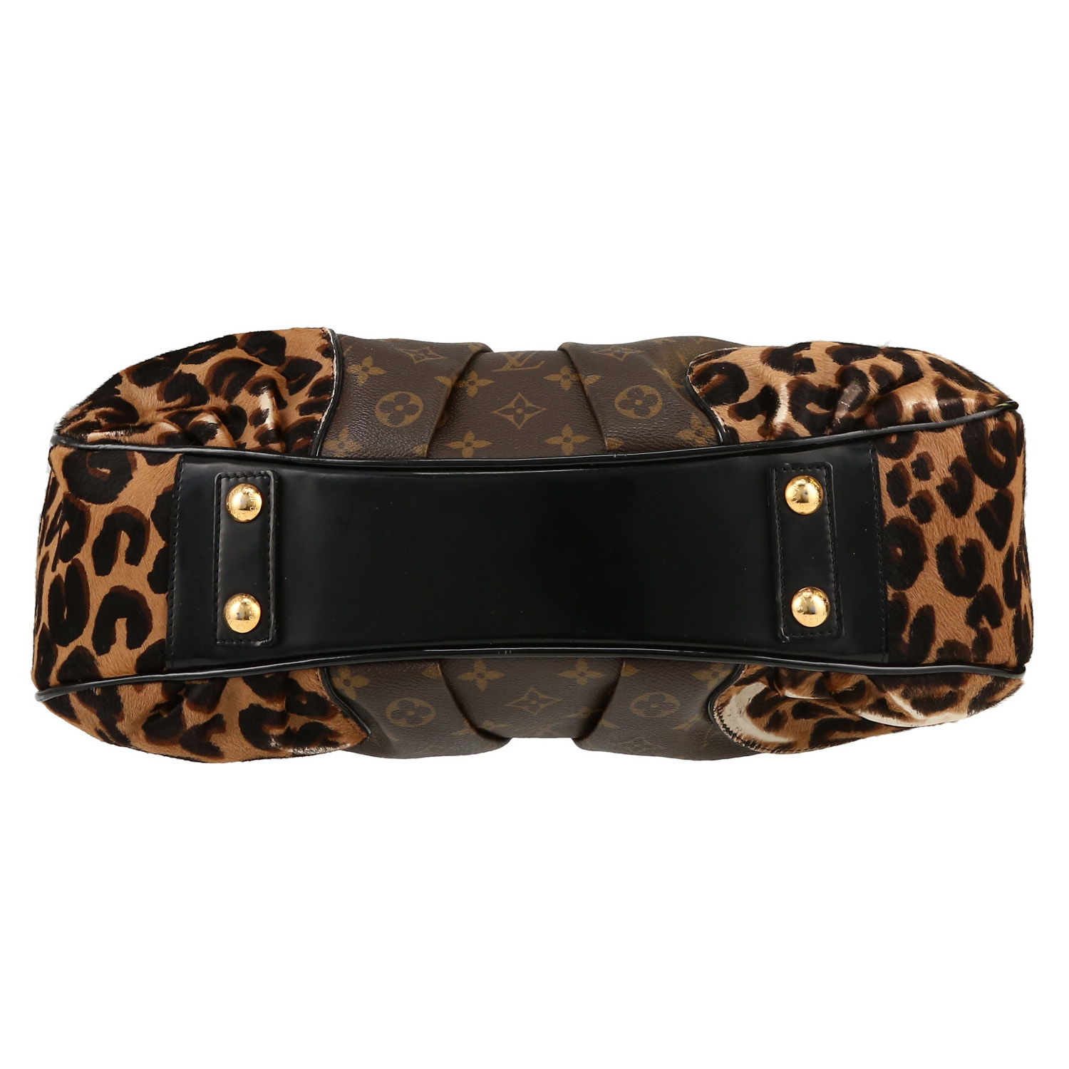 Louis Vuitton  Editions Limitées handbag  in brown foal  and monogram canvas - Detail D1