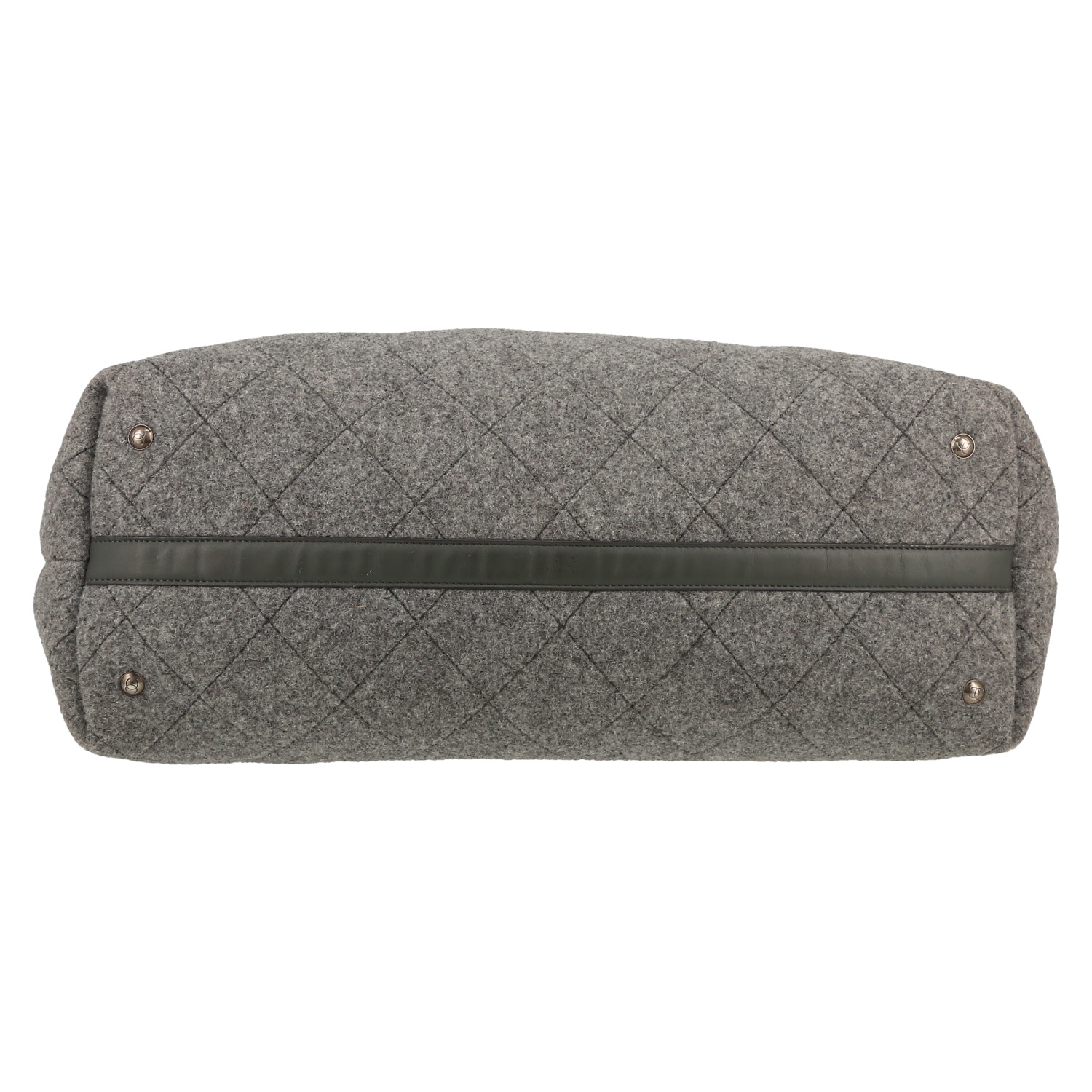 Sac cabas Chanel   en feutrine grise et cuir gris - Detail D1