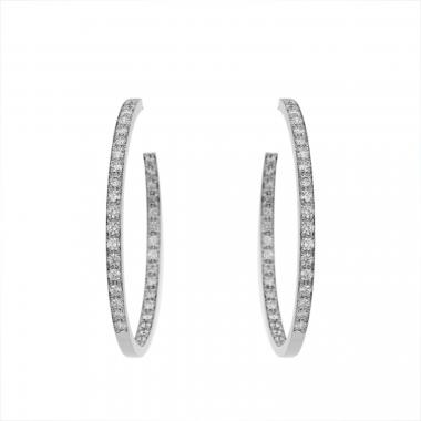 Paire de créoles Chopard  en or blanc et diamants