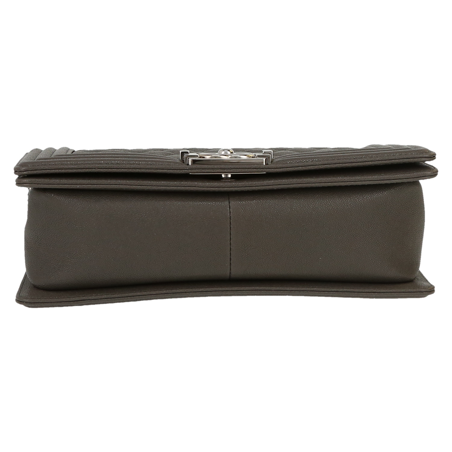 Sac bandoulière Chanel  Boy en cuir grainé matelassé gris - Detail D1