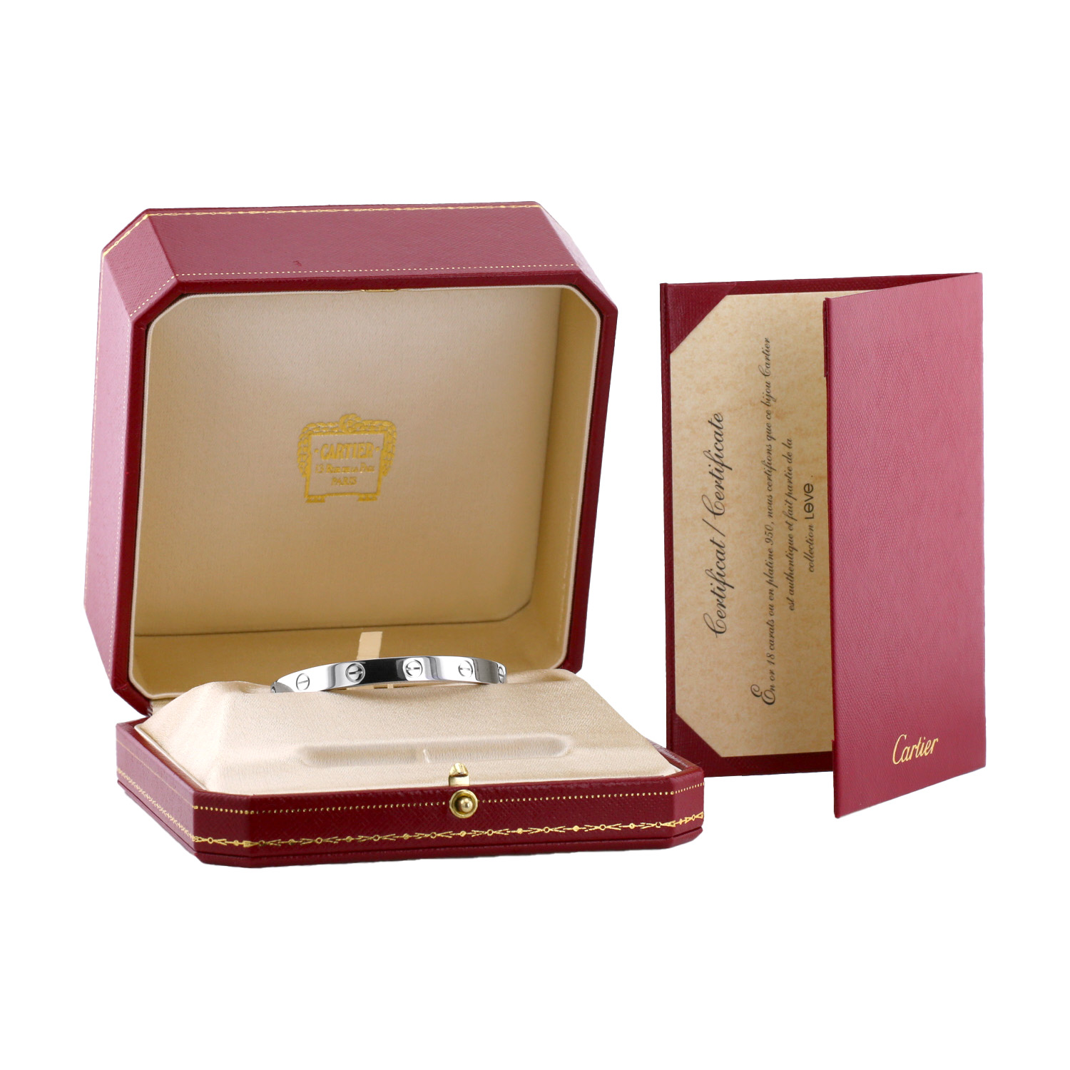 Bracelet Cartier Love en or blanc, taille 16 - Detail D2