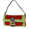 Fendi  Baguette handbag  in red and green synthetic furr  and black leather - 00pp thumbnail
