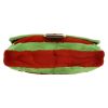 Fendi  Baguette handbag  in red and green synthetic furr  and black leather - Detail D1 thumbnail