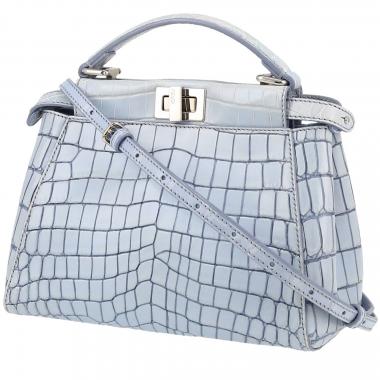Bolso de mano Fendi  Mini Peekaboo en aligátor azul