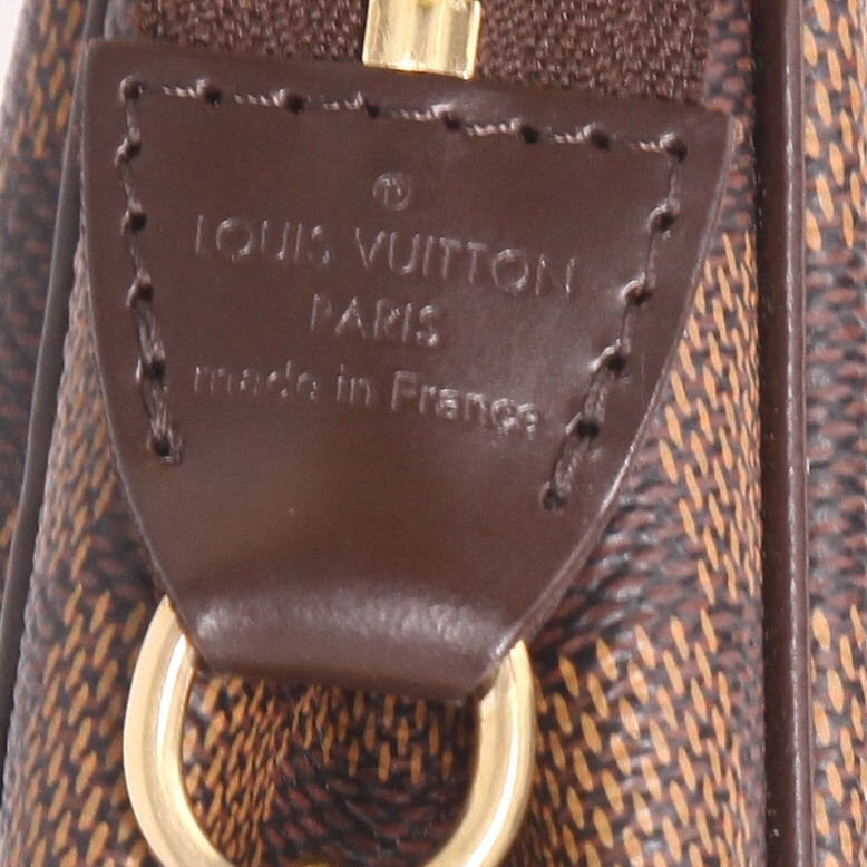 Bolso bandolera Louis Vuitton  Eva en lona a cuadros ébano y cuero marrón - Detail D2