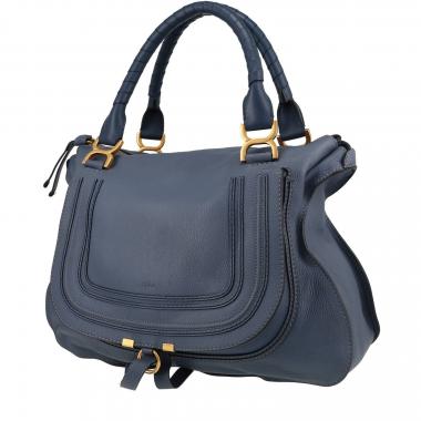 Chloé  Marcie handbag  in blue grained leather