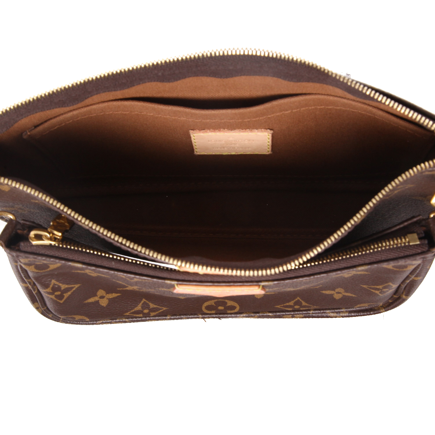 Bolso bandolera Louis Vuitton  Multi-Pochette en lona Monogram marrón y cuero natural - Detail D3