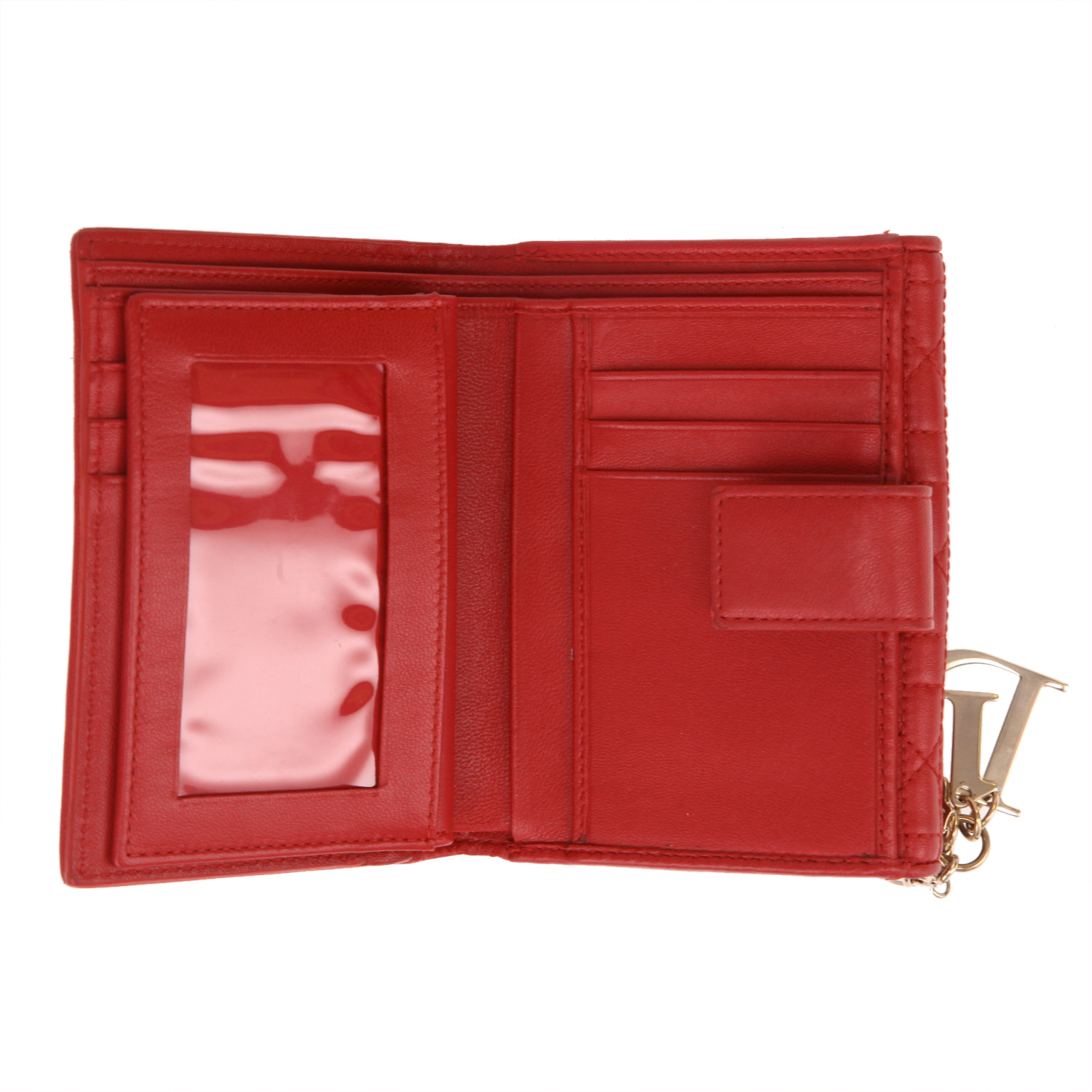 Portafogli Dior   in pelle cannage rossa - Detail D2