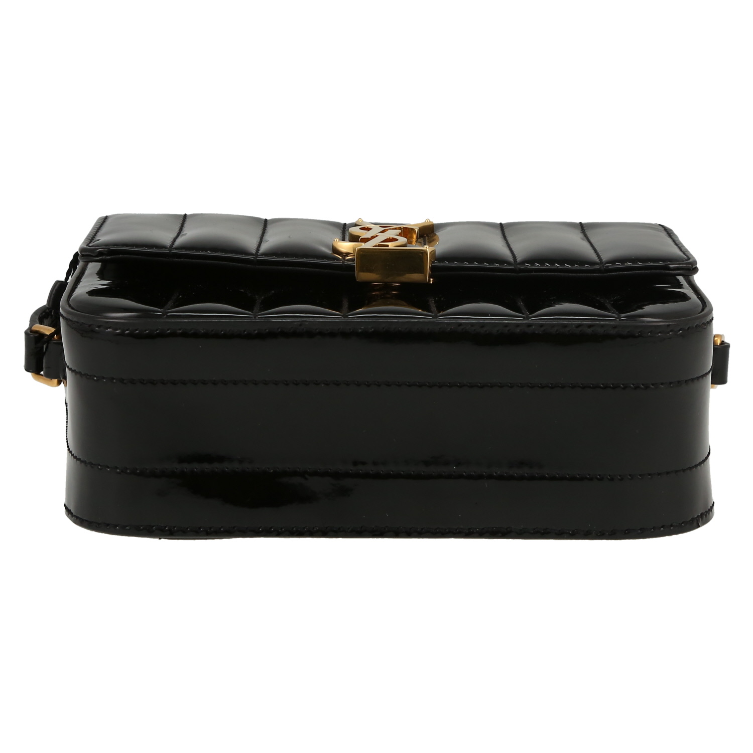 Bolso bandolera Saint Laurent  Vicky en charol negro - Detail D1