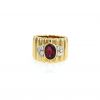 Vintage  ring in yellow gold, garnet and diamonds - 360 thumbnail