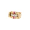 Vintage   1940's Tank ring in yellow gold, diamonds and synthetic ruby - 00pp thumbnail