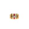 Vintage   1940's Tank ring in yellow gold, diamonds and synthetic ruby - 360 thumbnail